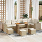 Garden sofa set 10 pcs Beige synthetic rattan