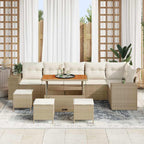 Conjunto de sofá de jardín 10 pcs Beige ratán sintético