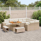 Conjunto de sofá de jardín 12 pcs Beige ratán sintético