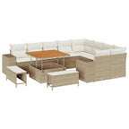 Conjunto de sofá de jardín 12 pcs Beige ratán sintético