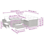 Conjunto de sofá de jardín 12 pcs Beige ratán sintético