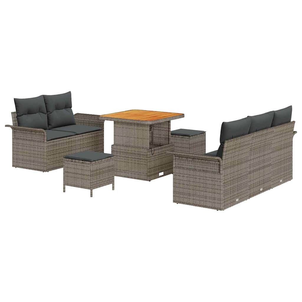 Conjunto de sofás de jardín 8 pcs Gris ratán sintético