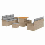 Conjunto de sofás de jardín 9 pcs Beige ratán sintético