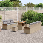 Conjunto de sofás de jardín 10 pcs Beige ratán sintético
