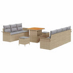 Conjunto de sofás de jardín 10 pcs Beige ratán sintético