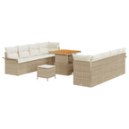 Conjunto de sofás de jardín 11 pcs Beige ratán sintético