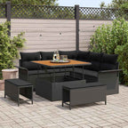 Conjunto de sofás de jardín 8 pcs Negro ratán sintético