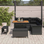 Conjunto de sofás de jardín 8 pcs Negro ratán sintético