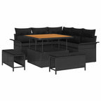 Conjunto de sofás de jardín 8 pcs Negro ratán sintético
