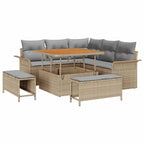 Conjunto de sofás de jardín 8 pcs Beige ratán sintético