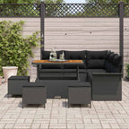 Conjunto de sofás de jardín 9 pcs Negro ratán sintético