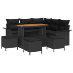 Conjunto de sofás de jardín 9 pcs Negro ratán sintético