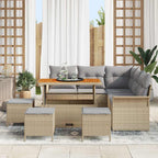 Conjunto de sofás de jardín 9 pcs Beige ratán sintético