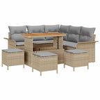 Conjunto de sofás de jardín 9 pcs Beige ratán sintético