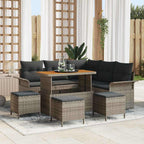 Conjunto de sofás de jardín 9 pcs Gris ratán sintético
