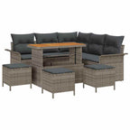 Conjunto de sofás de jardín 9 pcs Gris ratán sintético