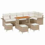 Conjunto de sofás de jardín 10 pcs Beige ratán sintético