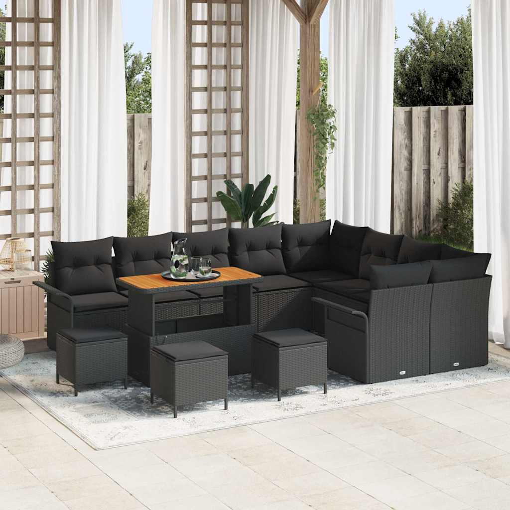 Conjunto de sofás de jardim 13 pçs Bege rotim sintético