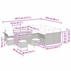 Conjunto de sofás de jardín 13 pcs Beige ratán sintético