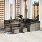 Conjunto de sofás de jardín 13 pcs Beige ratán sintético