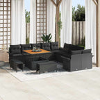 Conjunto de sofás de jardín 13 pcs Negro ratán sintético