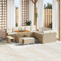 13-Piece Garden Sofa Set Beige Synthetic Rattan