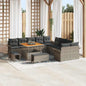 Conjunto de sofás de jardim 13 peças cinzento vime sintético