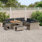 Conjunto de sofás de jardín 13 pcs Gris ratán sintético
