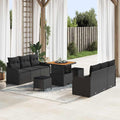 Conjunto de sofás de jardín 9 pcs Negro ratán sintético