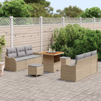 Conjunto de sofás de jardín 9 pcs Beige ratán sintético