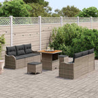 Conjunto de sofás de jardín 9 pcs Gris ratán sintético