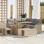 8-Piece Outdoor Sofa Set Beige Poly Rattan