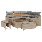 Conjunto de sofás de jardín 8 pcs Beige ratán sintético