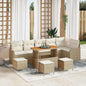 Conjunto de Sofás de Jardim 10 peças Bege vime sintético