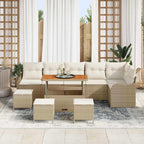 Conjunto de sofás de jardín 10 pcs Beige ratán sintético