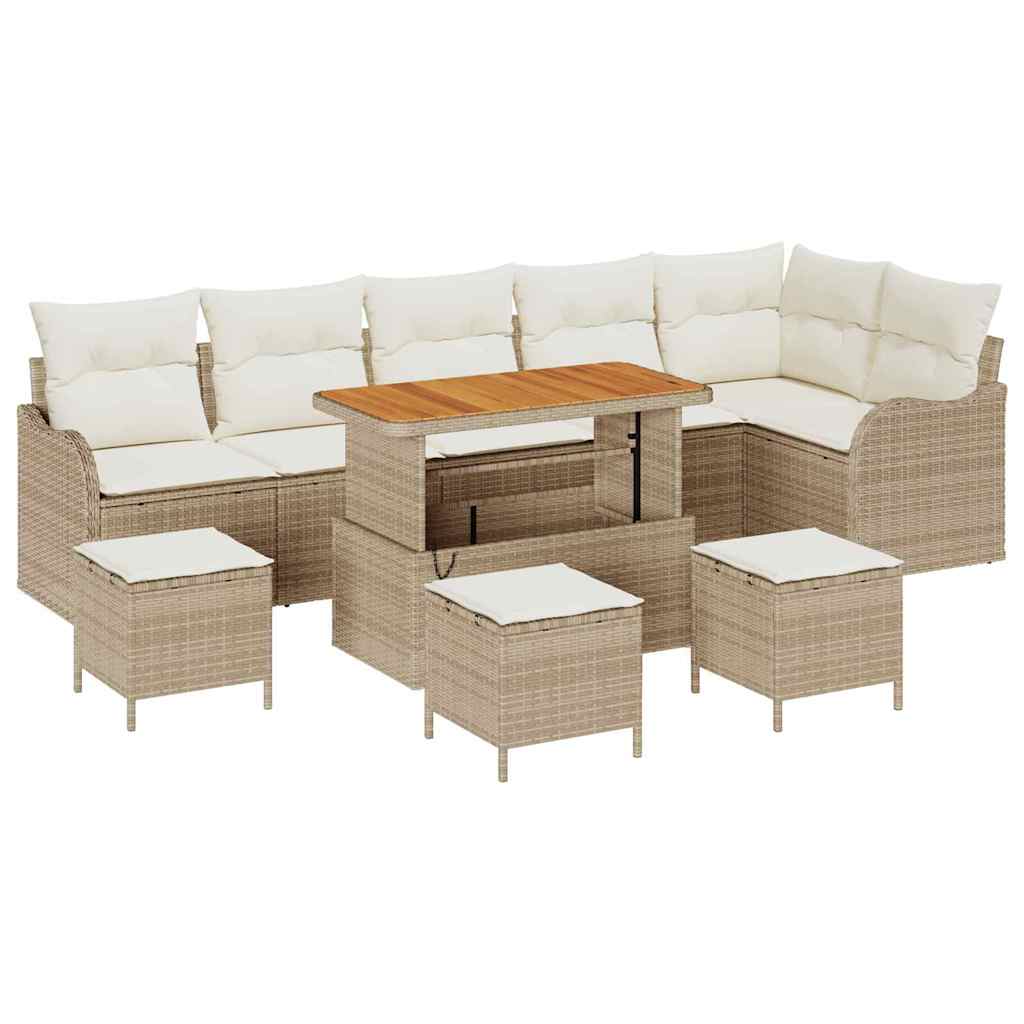 Conjunto de sofás de jardín 10 pcs Beige ratán sintético