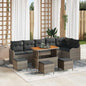 Conjunto de Sofás de Jardim 10 peças Bege vime sintético