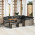 Conjunto de sofás de jardín 13 pcs Beige ratán sintético