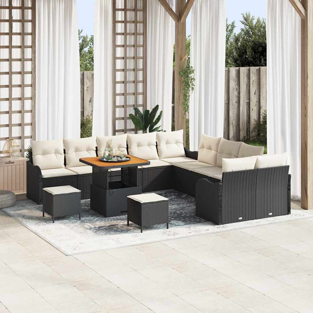 Conjunto de sofá de jardín 13 pcs Beige ratán sintético