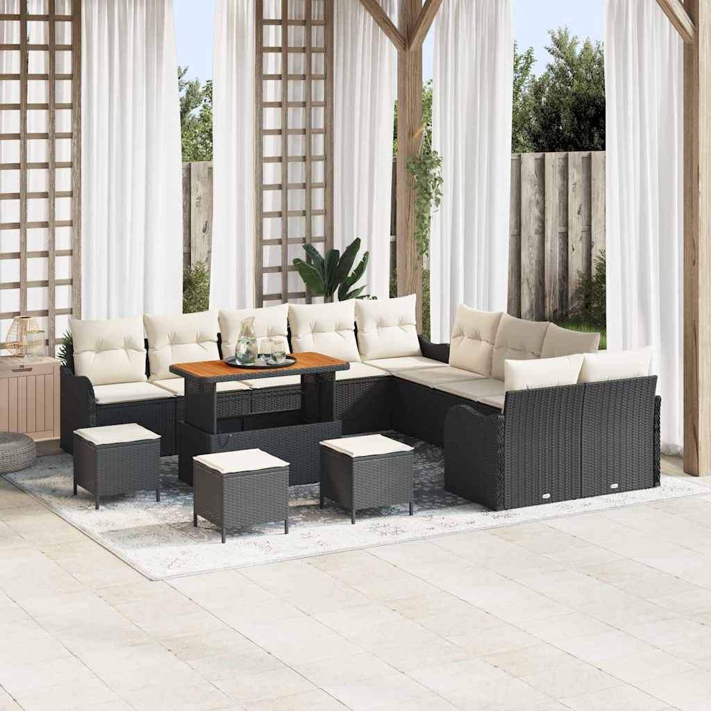 Conjunto de sofá de jardín 13 pcs Beige ratán sintético
