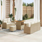 8-Piece Outdoor Sofa Set Beige Poly Rattan