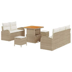 Conjunto de sofás de jardín 8 pcs Beige ratán sintético