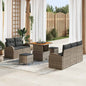 8-Piece Outdoor Sofa Set Beige Poly Rattan