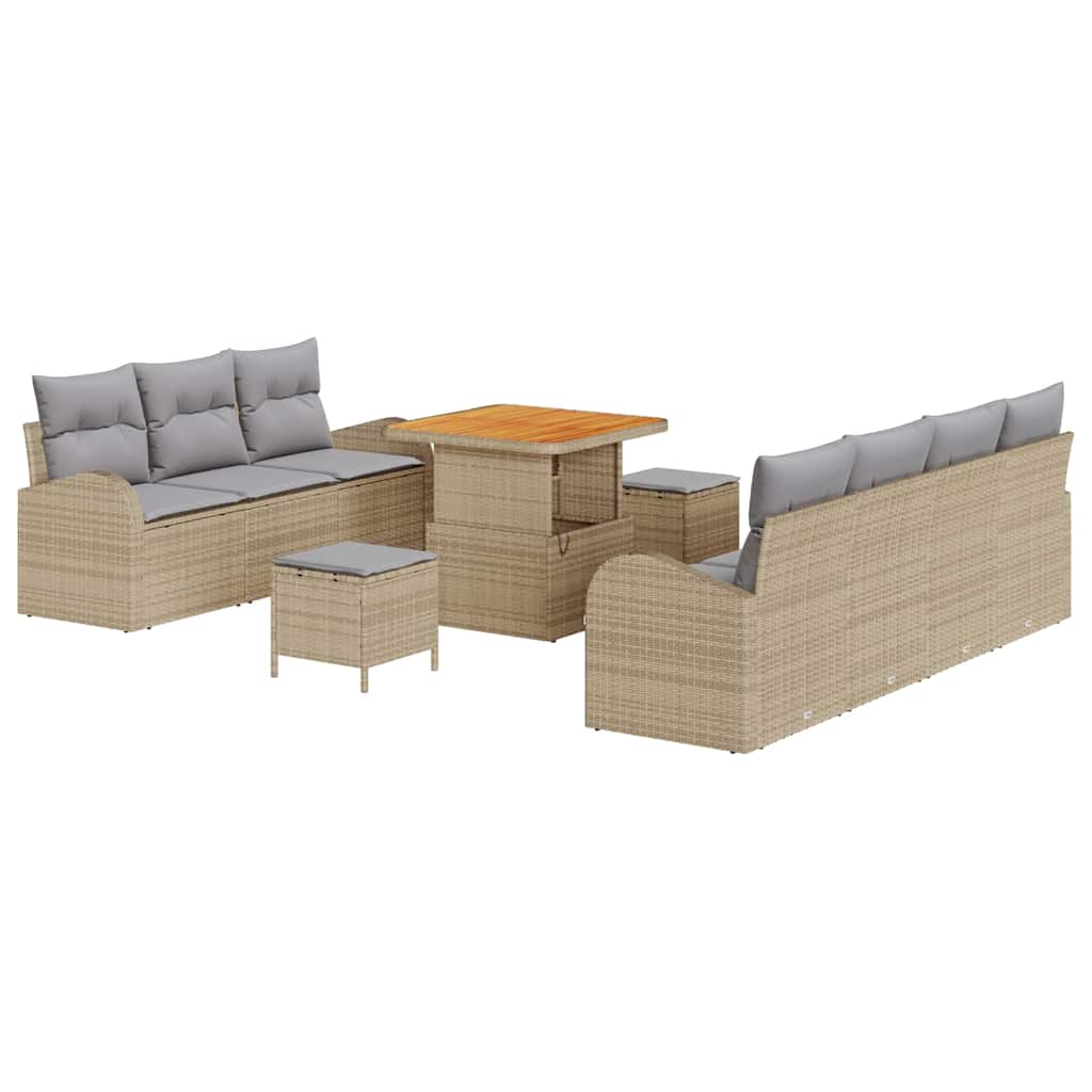 Conjunto de sofás de jardín 10 pcs Beige ratán sintético