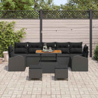 Conjunto de sofás de jardín 10 pcs Negro ratán sintético