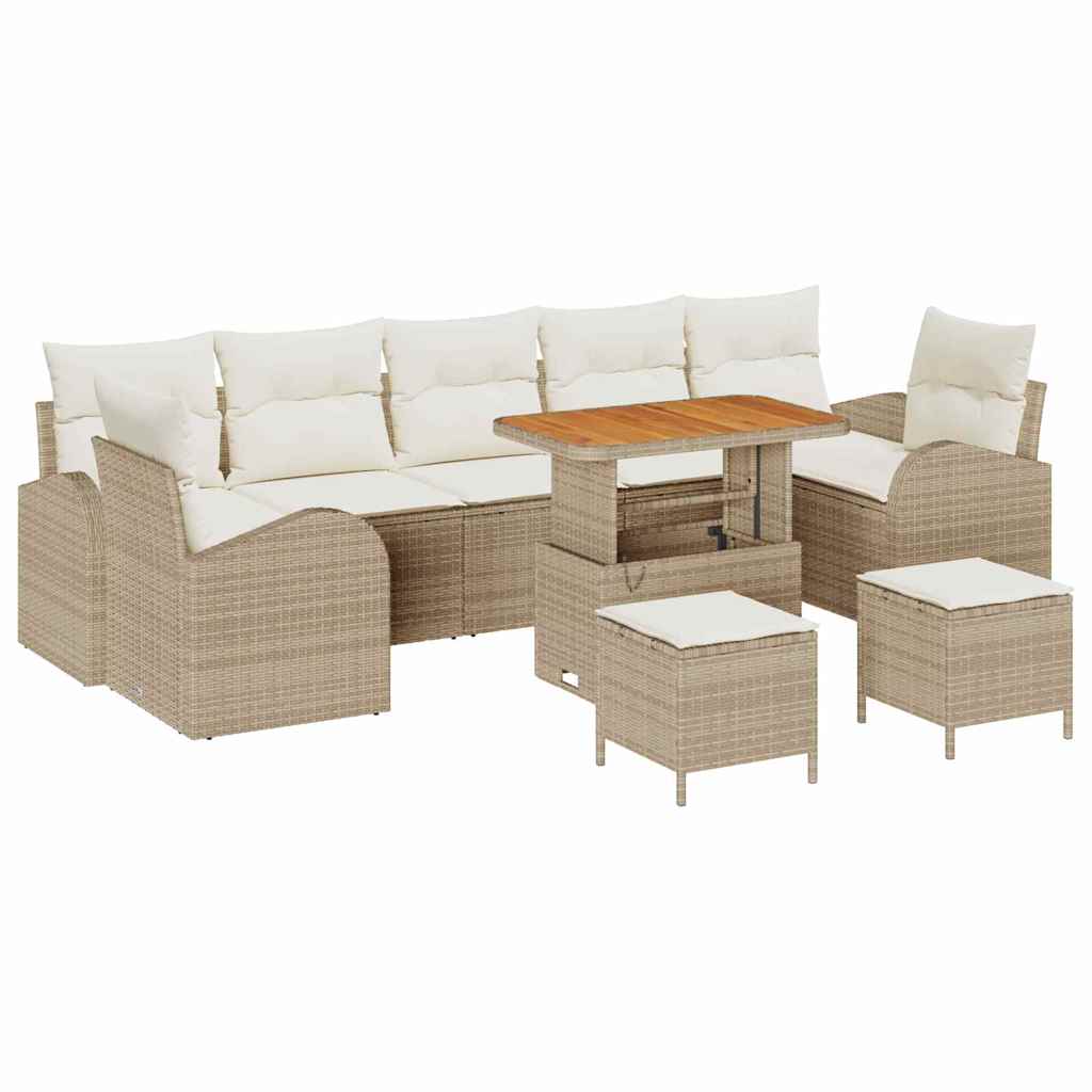 Conjunto de sofás de jardín 10 pcs Beige ratán sintético