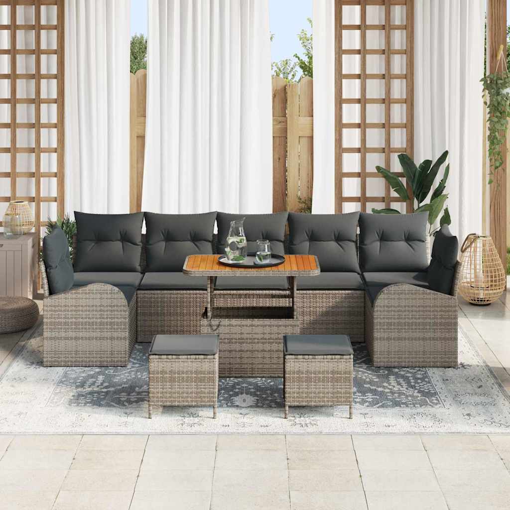 Conjunto de sofás de jardín 10 pcs Gris ratán sintético