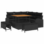 Conjunto de sofás de jardín 8 pcs Negro ratán sintético