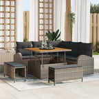 Conjunto de sofás de jardín 8 pcs Gris ratán sintético