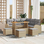 Conjunto de sofás de jardín 9 pcs Beige ratán sintético